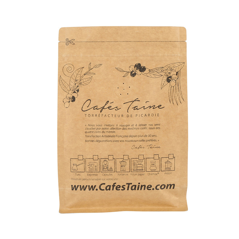 Benutzerdefinierte feuchtigkeitssichere biologisch abbaubare gegen kompostierbare Taschen drucken Kaffeetaschen mit Reißverschluss