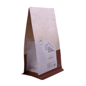Hochwertiger Laminat-Customized-Logo-Kraftpapier-Kaffeetasche mit Ventil im quadratischen Bodenbeutel