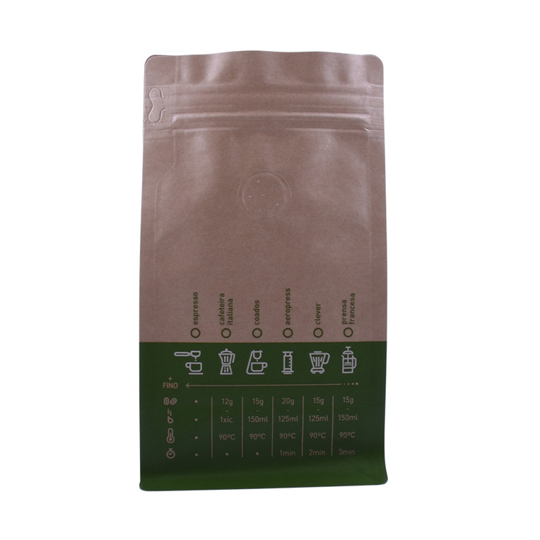 Fabrikversorgung Kraftpapier 8oz Blockboden Kaffeebeutel mit Pocket Reißverschluss