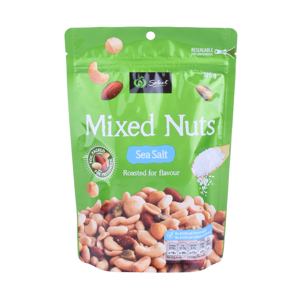 Benutzerdefinierte Stand Up Cashew Mix Nüsse Trockenfrüchte Verpackung Beuteltasche zum Verkauf