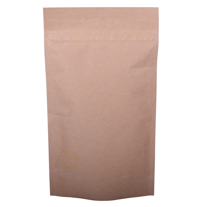 Custom -Größe stehende braune Papiertüte mit Reißverschluss zum Packen von Snacks auf Lager