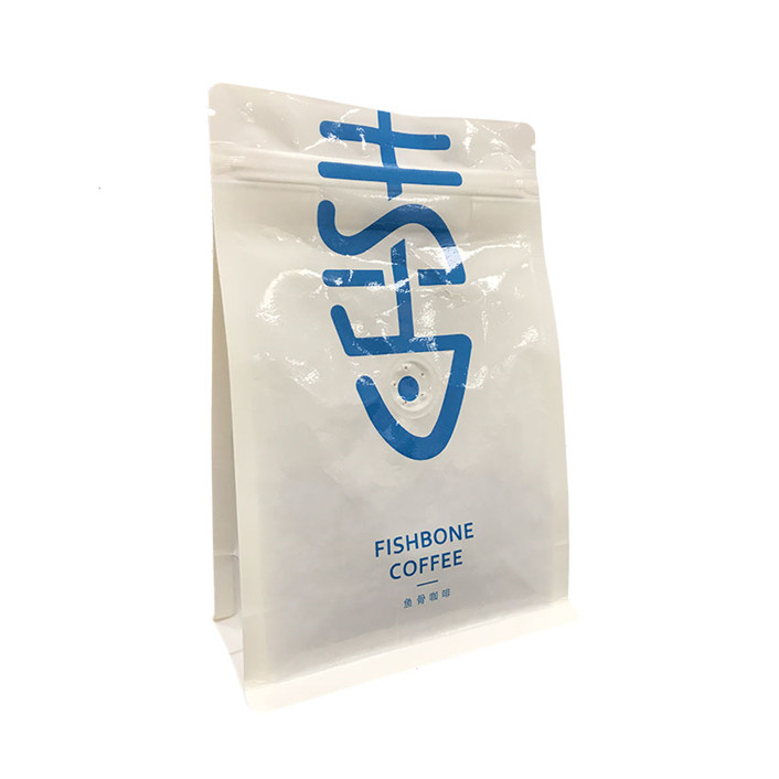 Quadratisch biologisch abbaubares Verpackungspapier Kaffeebeutel 250 g mit kompostierbarem Ventil
