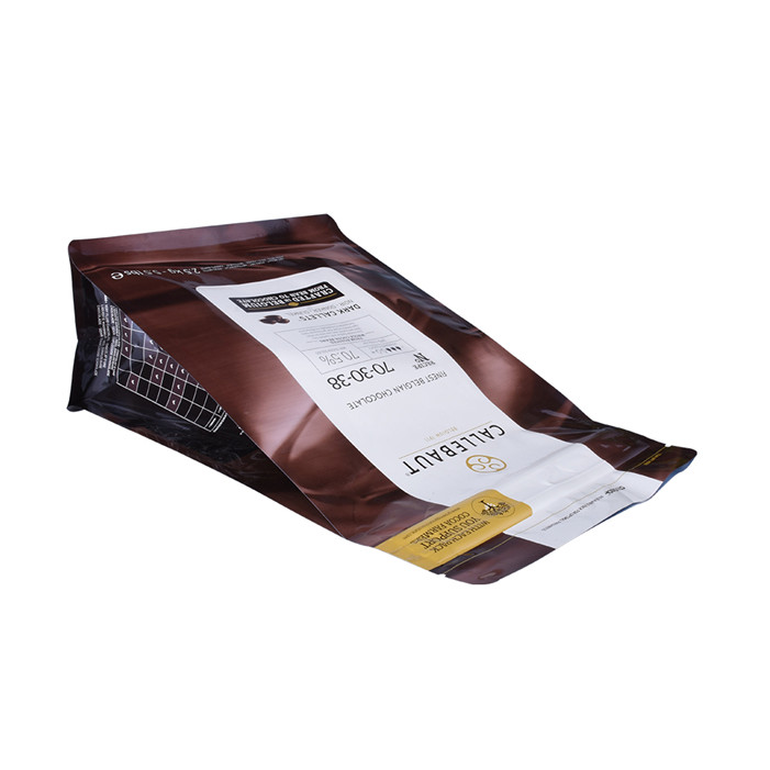 Mylar -Tasche mit flacher unten gepackt mit Reißverpackung für Schokoladenverpackung.