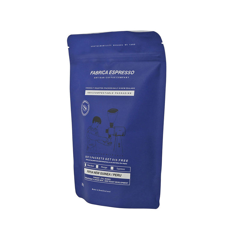 Verpackung für geröstete Kaffeebohnen mit feuchtigkeitsbeständiger Barriere