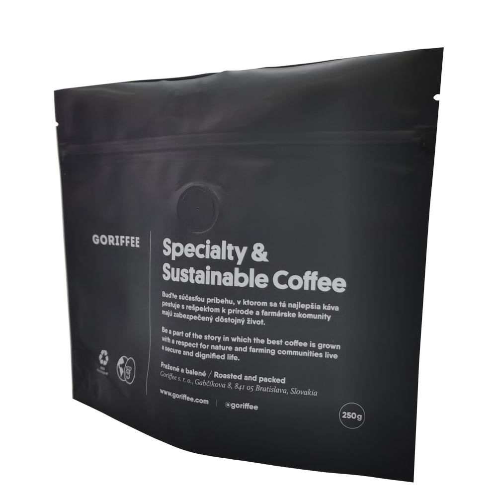 100% recycelbare hochwertige matte schwarze Zip -Lock -Auf -Beutel Kaffee/Lebensmittelbeutel