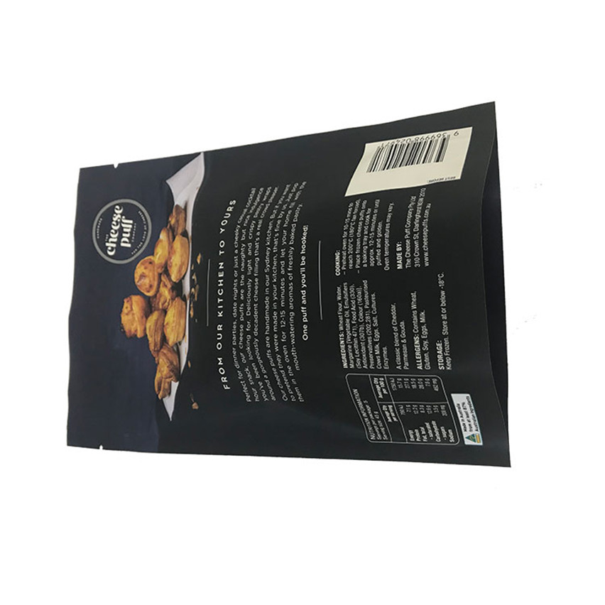 Ausgezeichnete Qualitätspersonalproduktion schwarzer Matt Zip Lock Stand Up Cheese Puff Bag