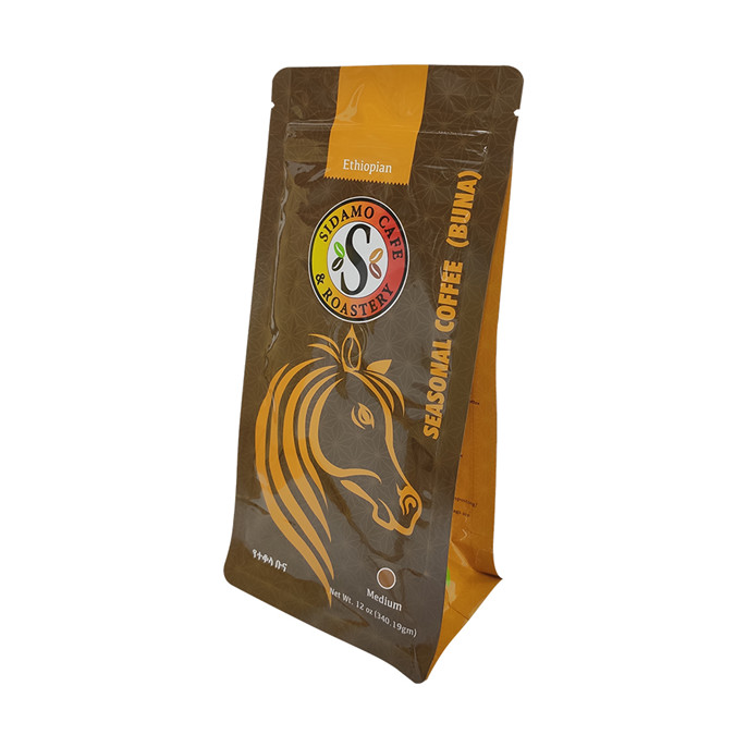 Benutzerdefinierter Digitaldruck Mode Square Bottom Coffee Bag Beutel mit Reißverschlussschloss