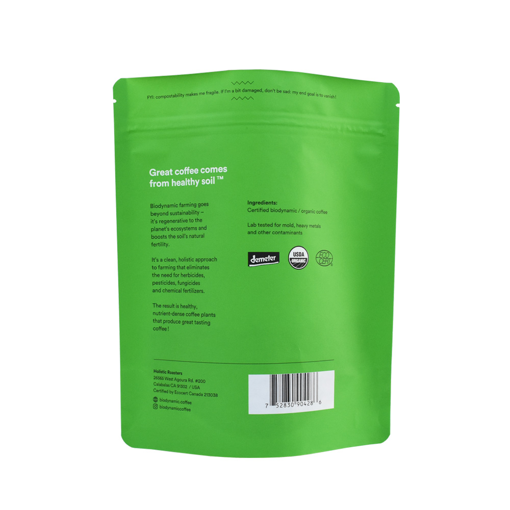 Ziplock Matte Finish weiße Reißverschluss Kraft brauner Papier Versiegelung Kaffeetaschen