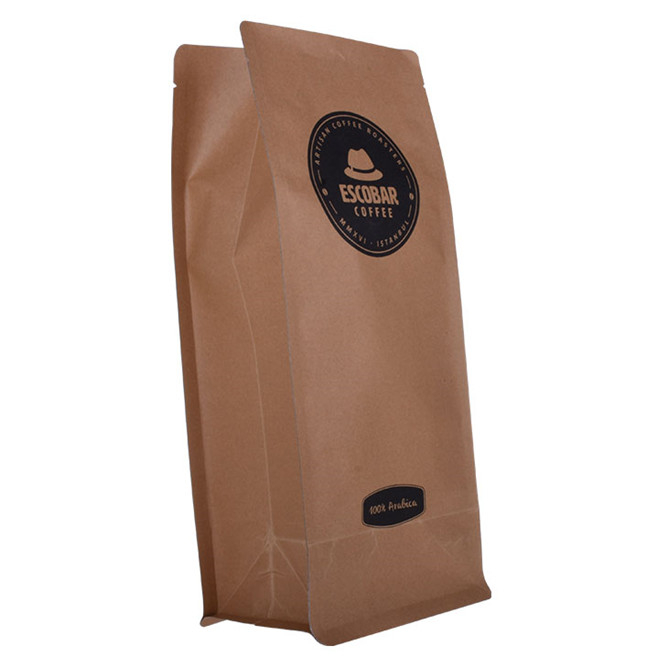 Kompostierbare Kraftpapier -Kaffeeverpackungstaschen Großhandel mit Reißverschluss gedruckt