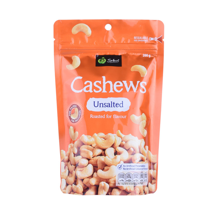 Heißverkauf rezeptable Stand -up -Tasche biologisch abbaubare Verpackungsaktien Cashnew Nuts Bags