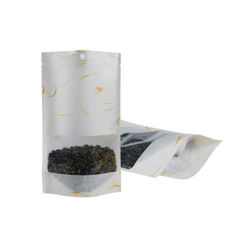 Benutzerdefinierte Reispapier kompostierbare Stand -up -Tasche mit Fenster Großhandel