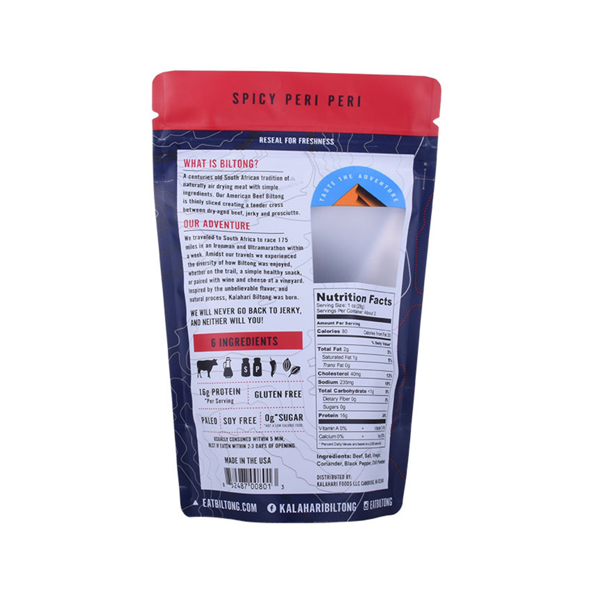 Customized Tear Notch Plastic Stand Up Beutel Biologisch abbaubare Lebensmittelbeutel Rindfleischverpackungstasche