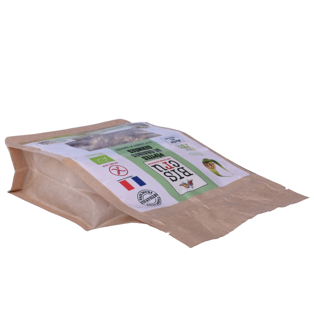 Großhandel Eco Friendly Kraftpapier Kekse Ziplock Bag Pckaging mit klarem Fenster