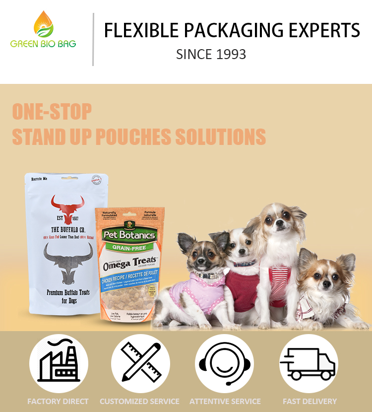 Alibaba Hot Custom Custom recycelbarer Stand-Up-Hundefutter-Taschenhersteller in China