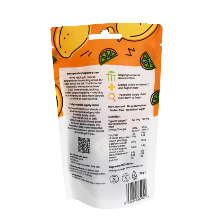 Custom Logo Druck Reißverschluss Stand Up Aluminium Folienbeutel aus dem Zucker in Maisstärke versiegelte Verpackung für Lebensmittel