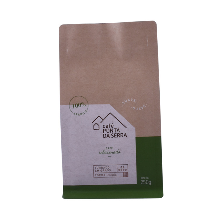 Fabrikversorgung Kraftpapier 8oz Blockboden Kaffeebeutel mit Pocket Reißverschluss