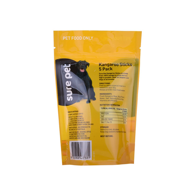 Erneuerbare Standard -Top -Zip -Poly -Beutel mit Reißverschluss Hundefuttertaschen Haustier Tasche