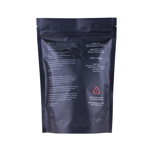 Benutzerdefinierte Produktion mattes schwarz laminiertes Material gedrucktem Stand Up Folienbeutel
