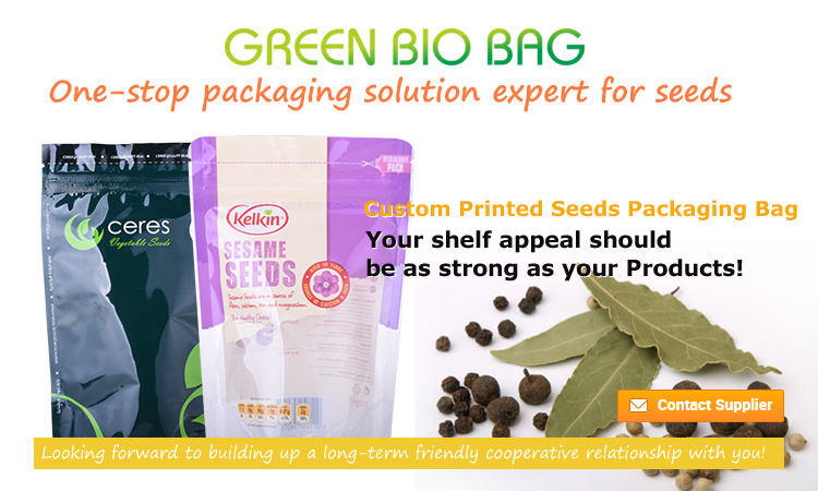 Digitaldruck benutzerdefinierte Design Blumen-Samen-Gem&uuml;sesamen-Verpackungs-Tasche mit Rei&szlig;verschluss