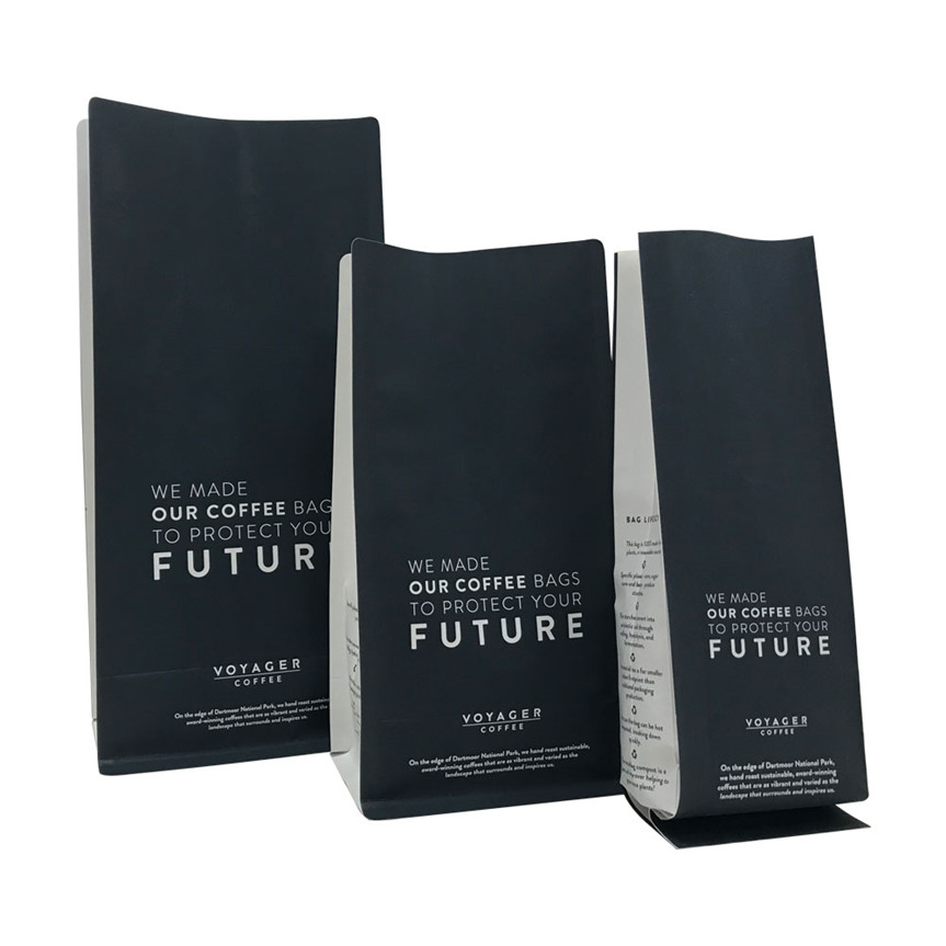 Custom bedruckte Kraftpapier flacher Boden nachhaltiger Verpackungstaschen Kaffeetaschen mit Ventil