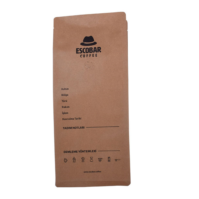 Kompostierbare Kraftpapier -Kaffeeverpackungstaschen Großhandel mit Reißverschluss gedruckt