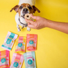 Bunt bedruckte, recycelbare, gelbe Hundefutter-Snack-Tasche mit Reißverschluss