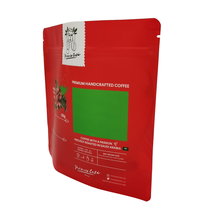 Ausgezeichnete Qualität von Aluminiumfolien biologisch abbaubarer Sachetverpackung Stand -up -Beutel mit Kaffeetaschen mit Reißverschluss Markenmarke