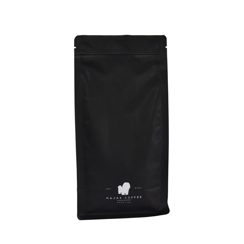 Bester Preis biologisch abbaubarer benutzerdefinierter flacher unterer matt schwarzer Kaffeebeutel