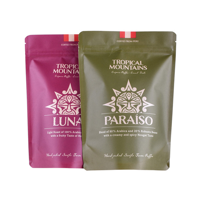 Kompostierbare 250 g Kaffeebeutel Kraftpapier-Stand-up mit Reißverschluss