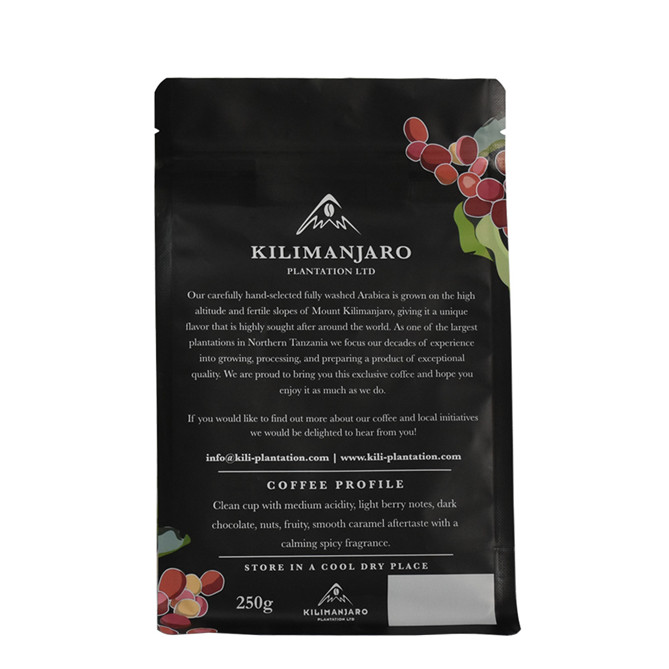 Digital Druckbeutel flacher Boden 250 g Kaffeepack mit Reißverschluss