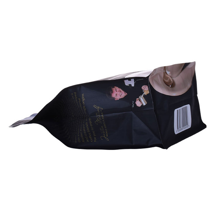 Custom Design Laminiertes Material Reißverschluss recycelbarer Kaffee Flachboden Tasche
