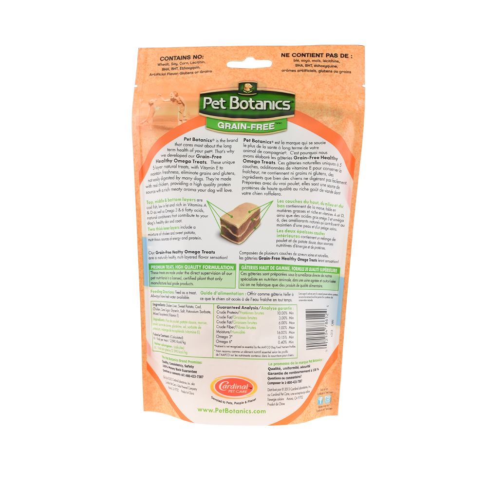 Durchsichtige Verpackung für getrocknete Rinder-Hundeleckerli-Verpackungen mit Aufreißkerbe