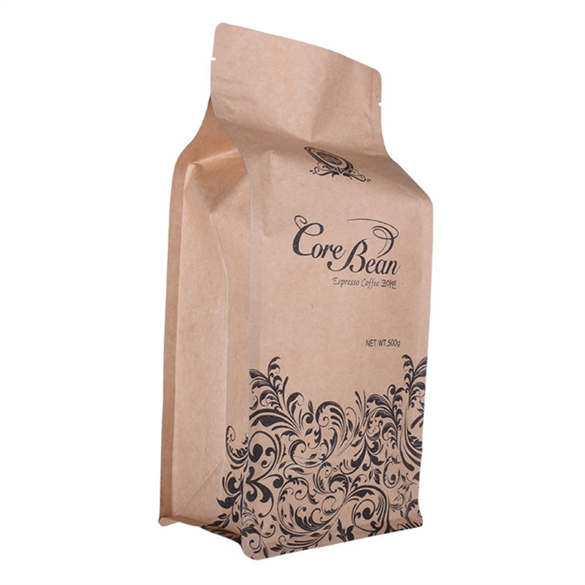 Wiederversuchswerte Druckverschluss wasserdichte Lebensmittelverpackungen biologisch abbaubar wiederverschließbare Papiertüten Premium -Kaffeetaschen