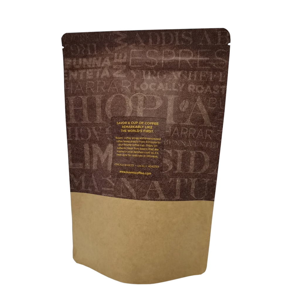 Zipper Matte schwarzer Zip Kaffee weiße Kraftpapiertaschen für Kaffeeverpackung