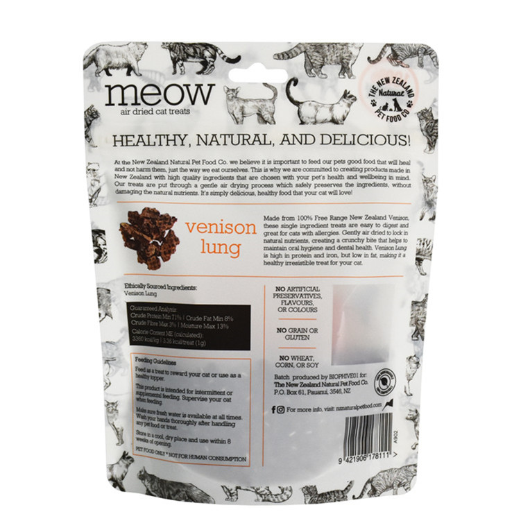 Maisstärke-Basis Materialien Stand-up Cat Food Reißverschlussbeutel mit Euro-Loch