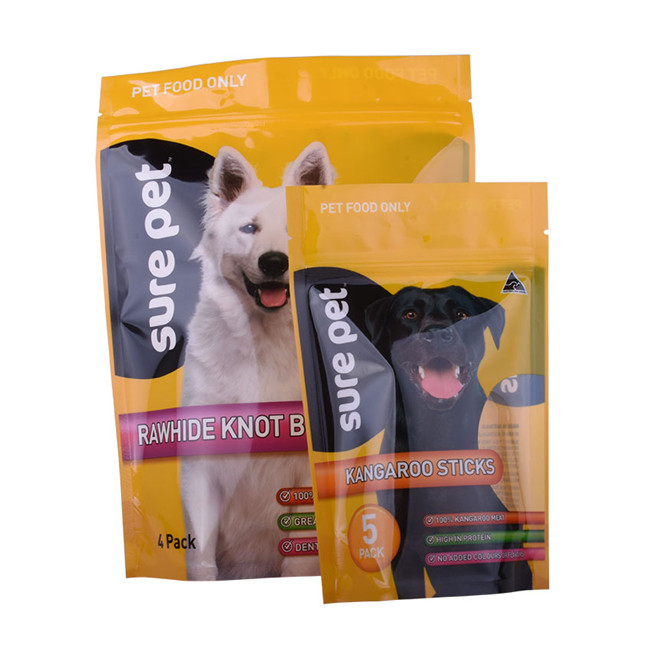 Recycelbares Rip Reißverschluss kleiner wiederverschließbarer Polybeutel Hundkekuit Verpackung Hundefuttertasche