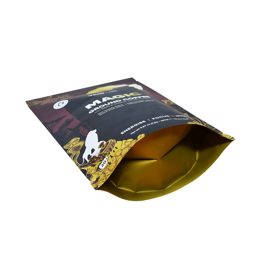 Goldene Farbe Aluminium Plastik Kaffee Kraft Tasche Stand up Beutel