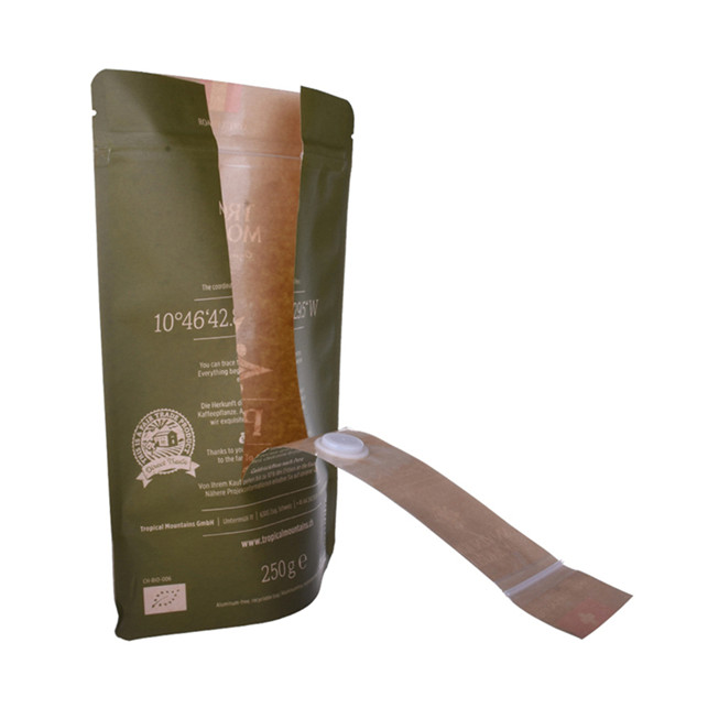 Kompostierbare 250 g Kaffeebeutel Kraftpapier-Stand-up mit Reißverschluss