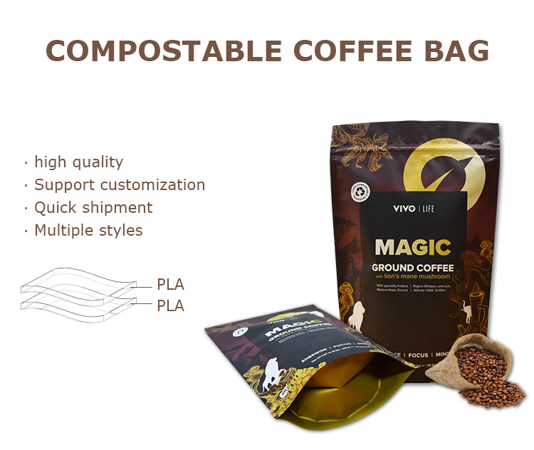 Kompostierbarer biologisch abbaubarer Kaffeetasche (1)