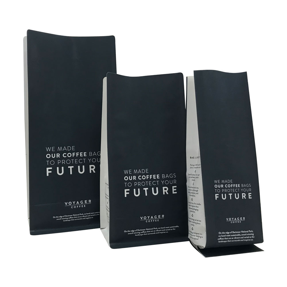 Umweltfreundliche biologisch abbaubare Seitenfalte Kraft PLA geröstete Kaffeebohnen Verpackungsbeutel