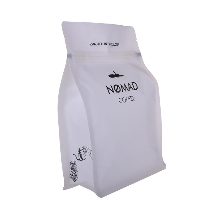 Benutzerdefinierte wiederverschließbare weiße Kraftpapier 250g Flachboden-Kaffeebeutel mit Ventil